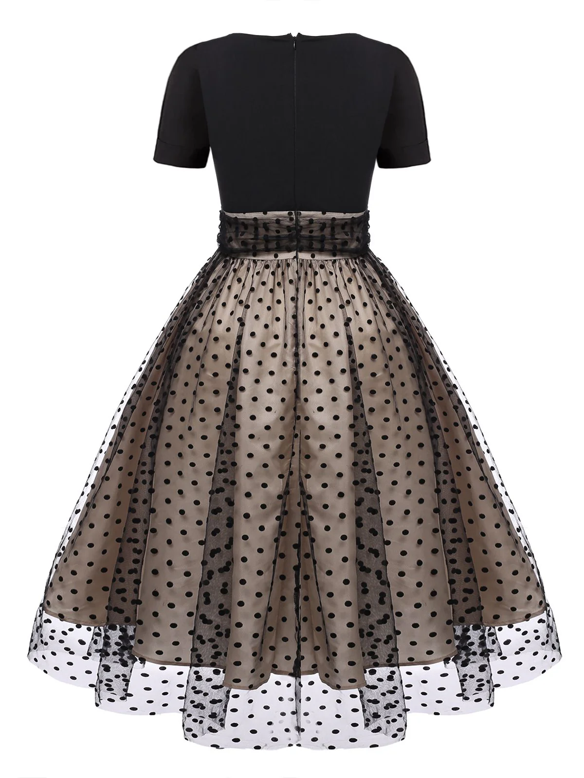 1950ER PATCHWORK KURZARM DOT SWING KLEID - Image 5