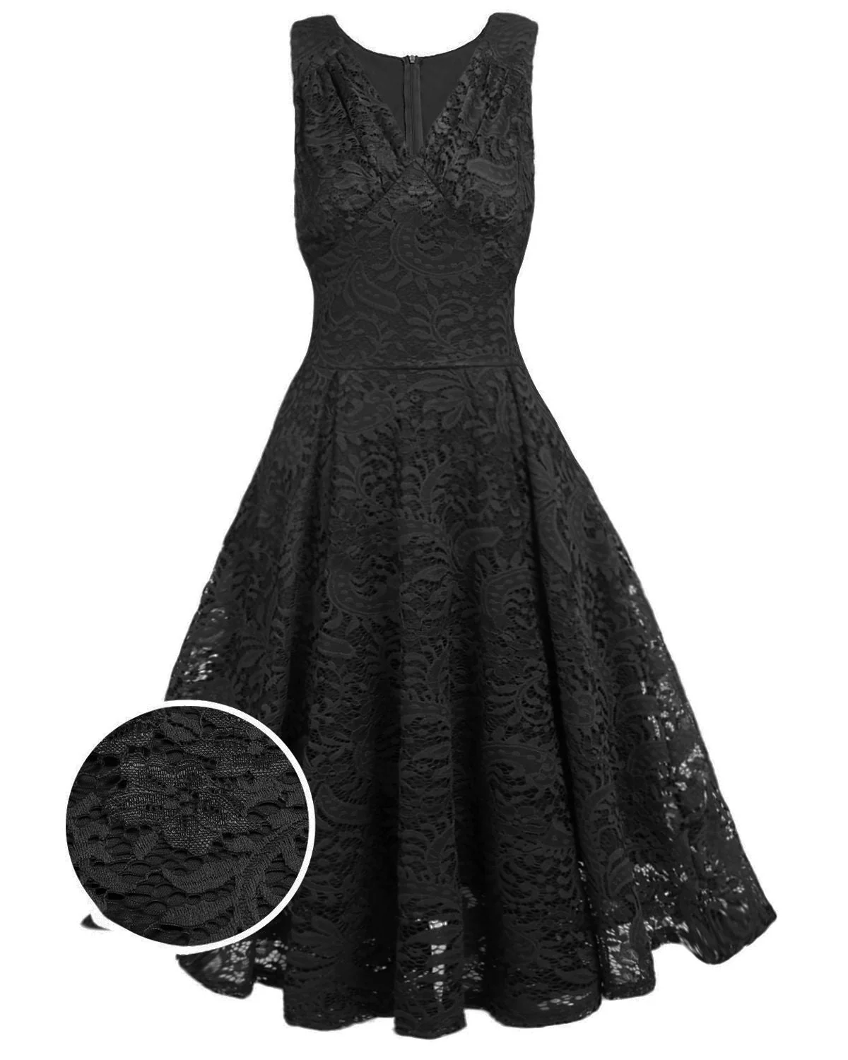 Rosa 1950ER SPITZE BLUMEN SWING KLEID - Image 22