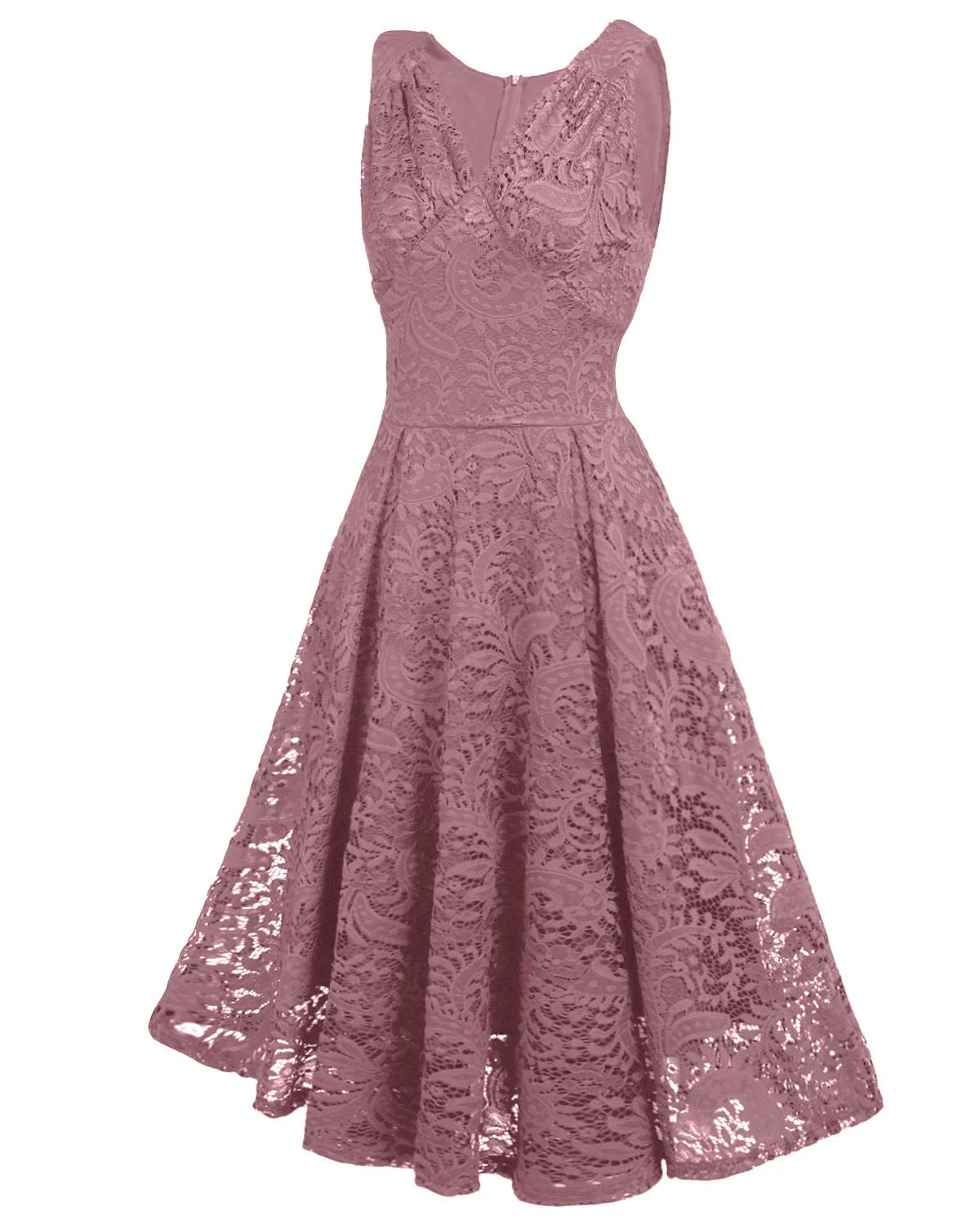 Rosa 1950ER SPITZE BLUMEN SWING KLEID - Image 3