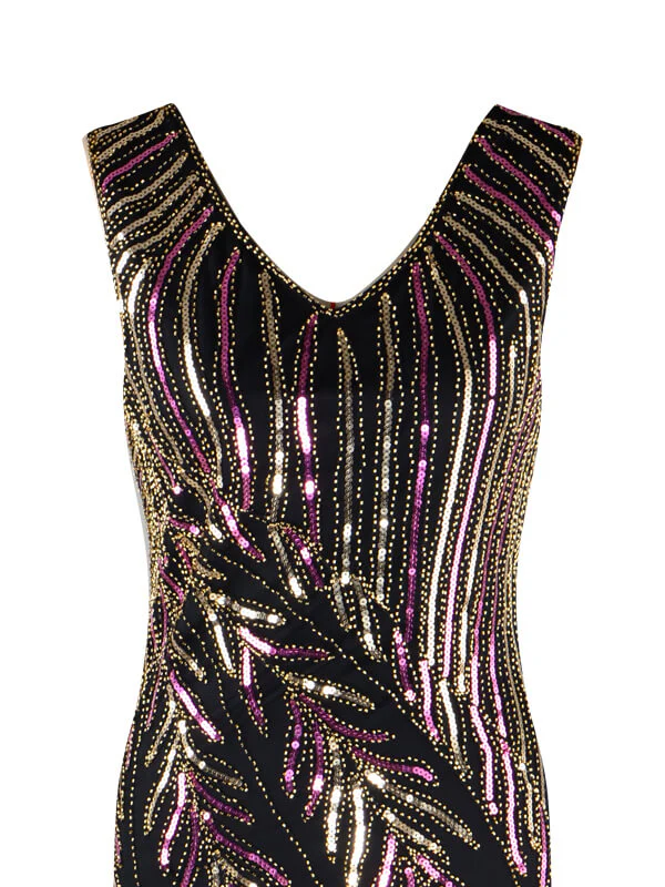 Gold 1920ER FRANSEN PAILLETTEN PARTY KLEID - Image 4
