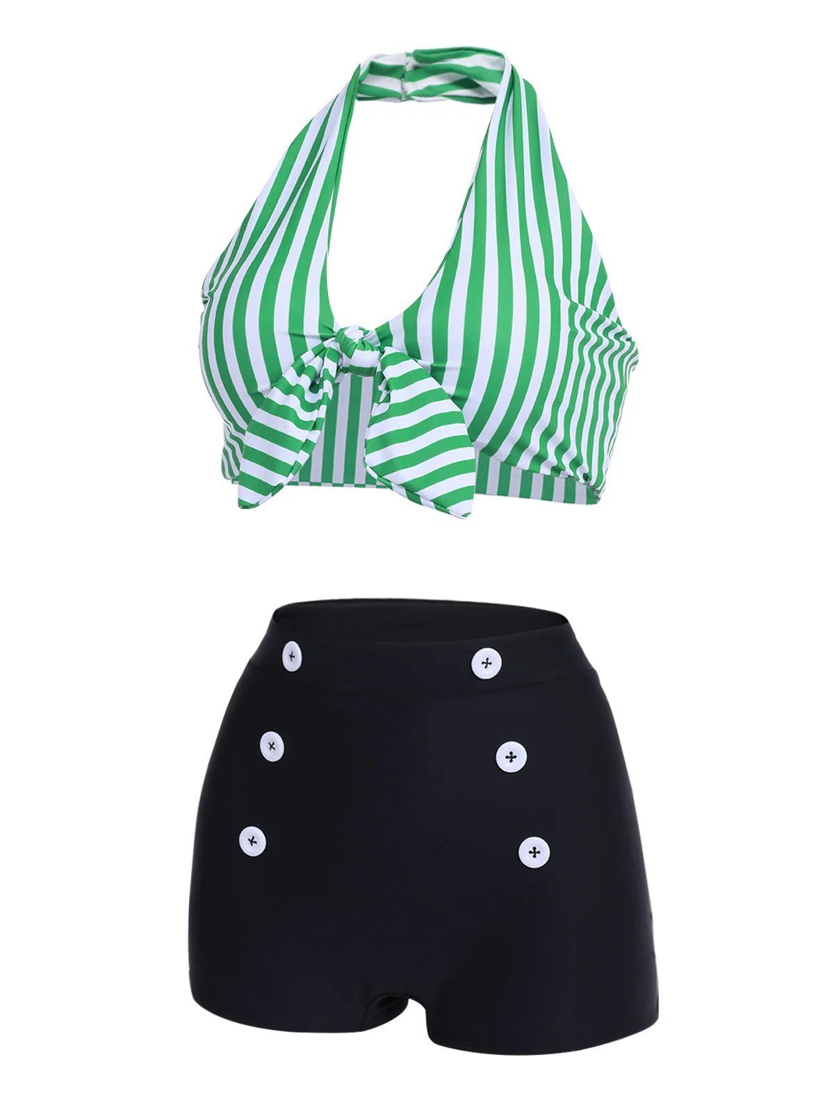 GRÜNES HALFTER STREIFEN BIKINI SET - Image 4