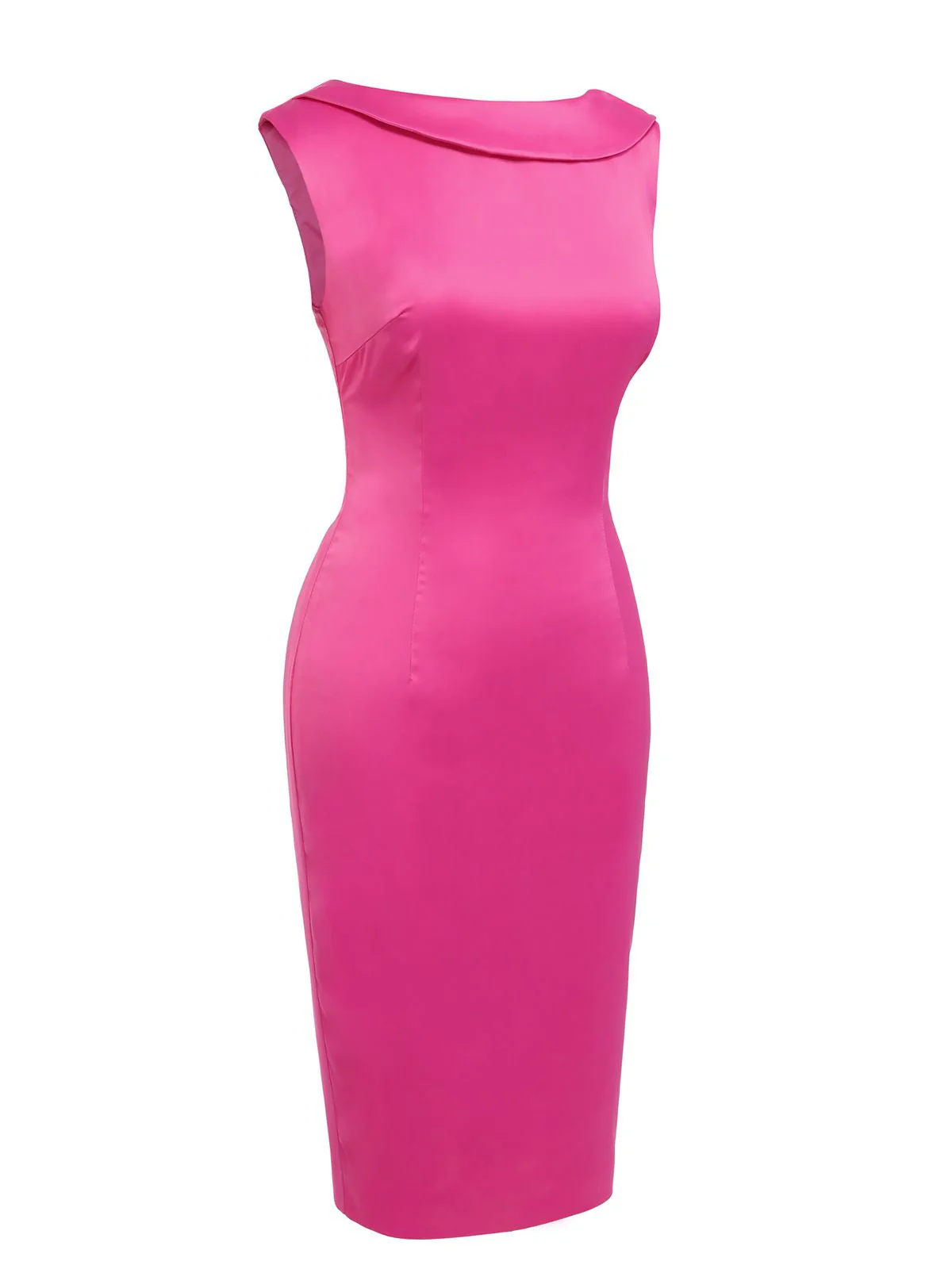 Rosenrot 1960s Satin Bleistiftkleid - Image 4