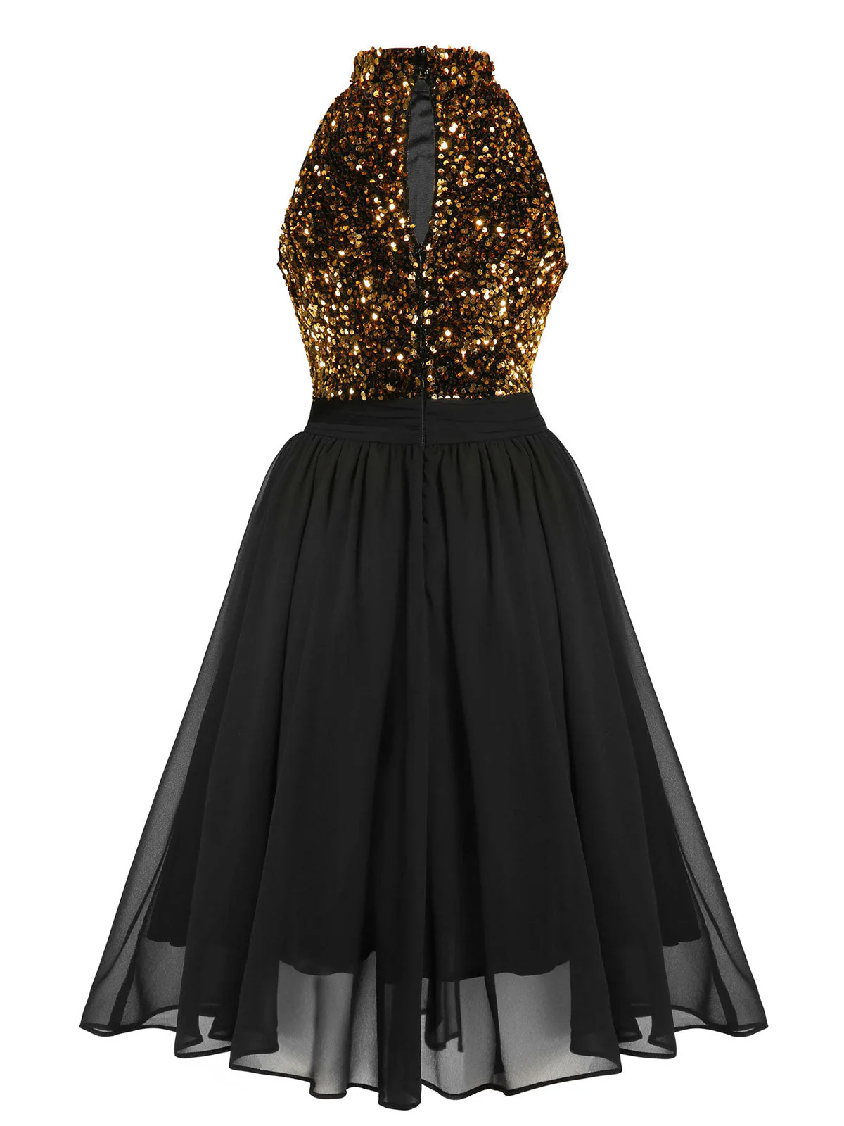 SCHWARZES 1950ER GOLD GLITZER PATCHWORK KLEID - Image 6