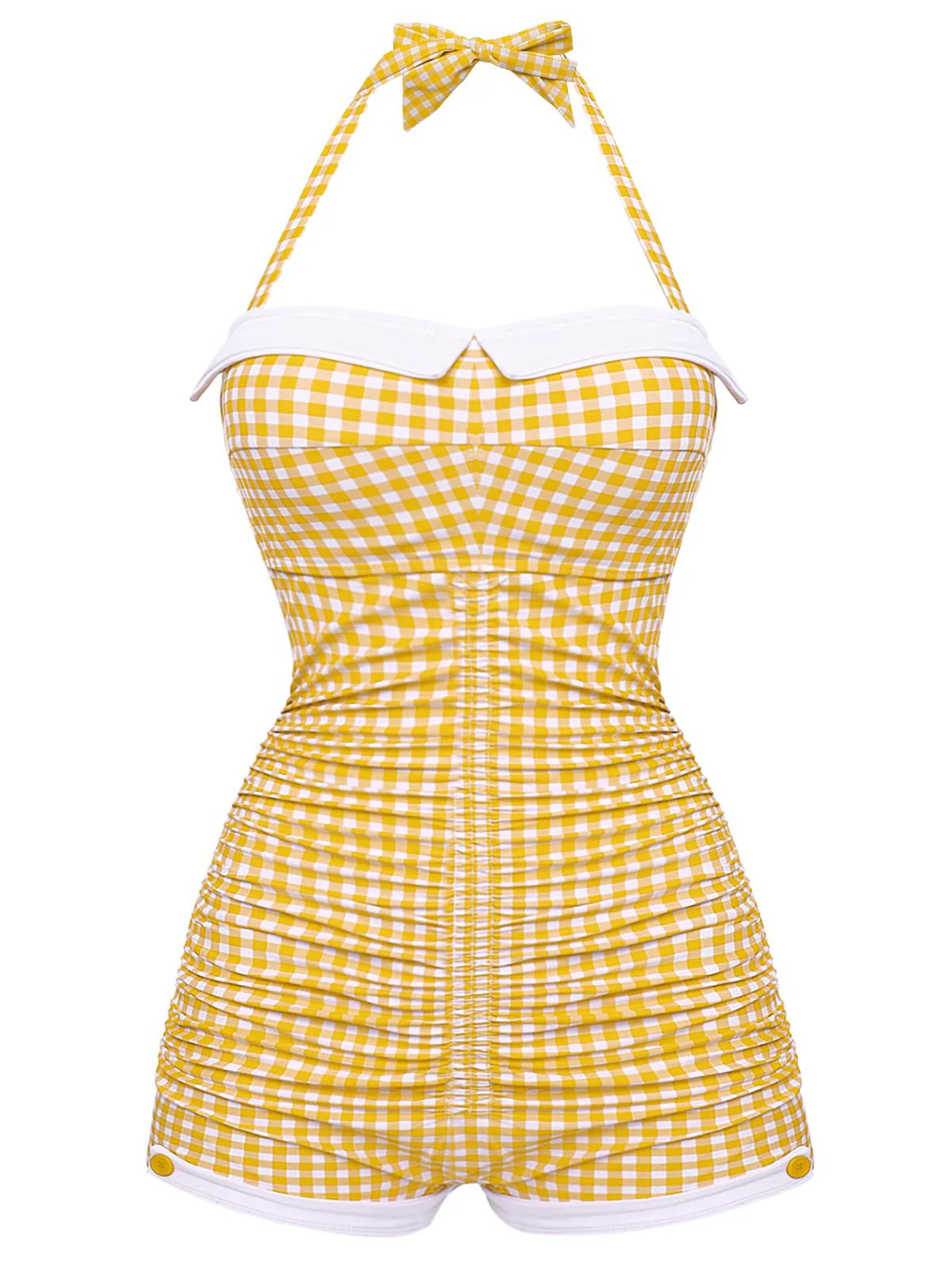 Rot Gingham 1950er Schleife Neckholder Badeanzug - Image 21