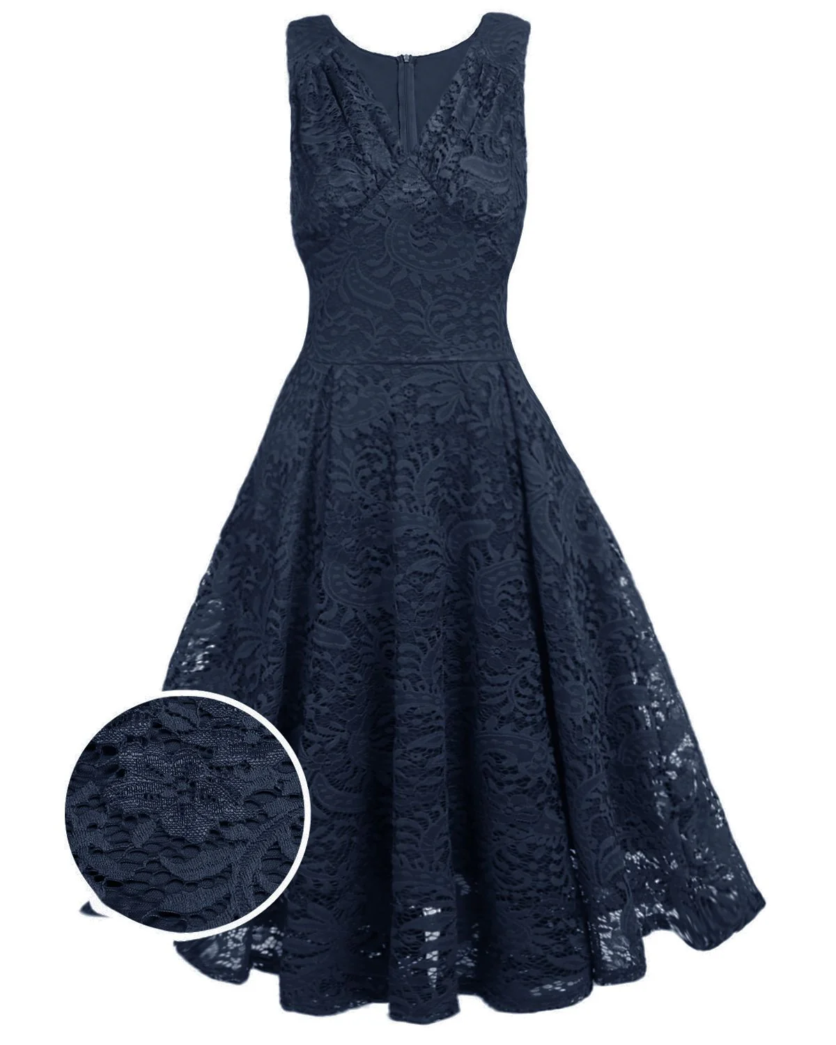 Rot 1950ER SPITZE BLUMEN SWING KLEID - Image 19