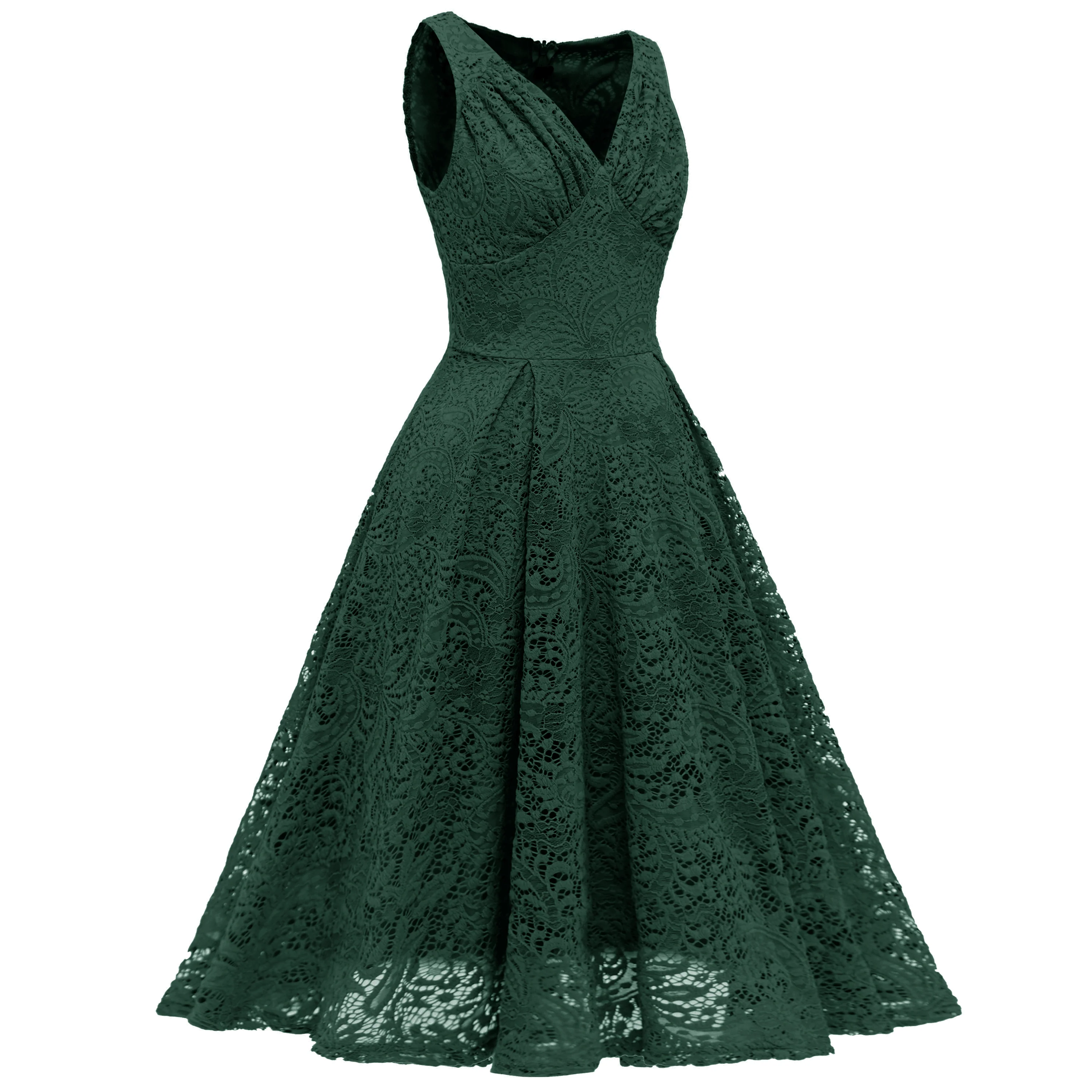 Rot 1950ER SPITZE BLUMEN SWING KLEID - Image 26