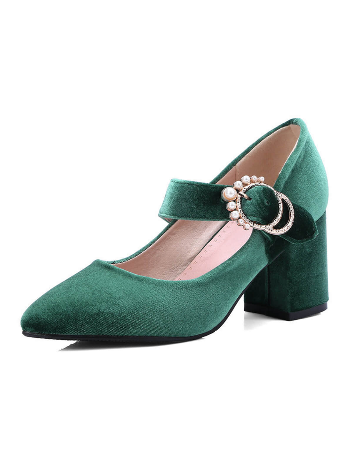 Winerot VELVET MARY JANE HIGH HEEL SCHUHE MIT SCHNALLENBLOCK - Image 7
