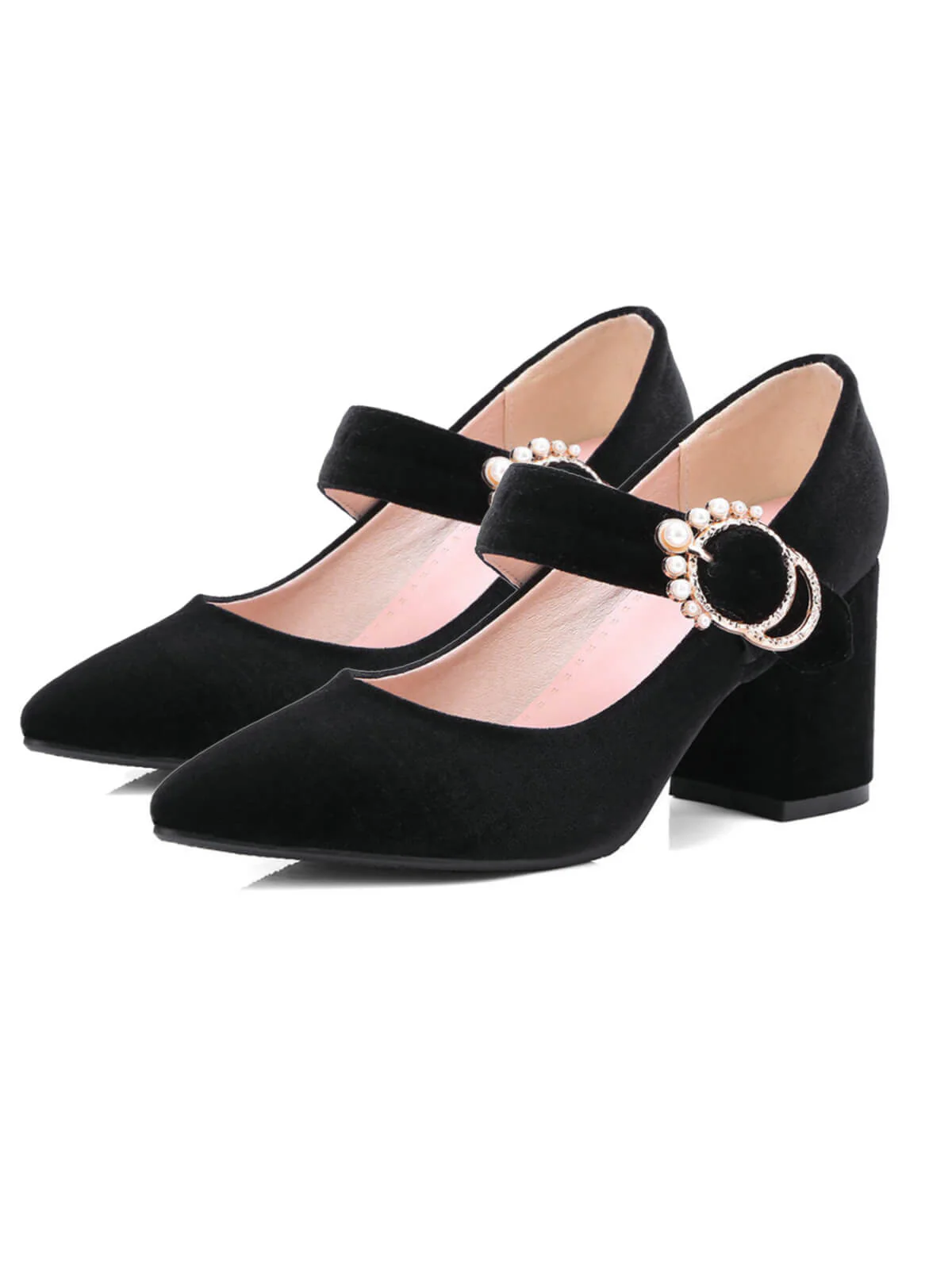 Winerot VELVET MARY JANE HIGH HEEL SCHUHE MIT SCHNALLENBLOCK - Image 9