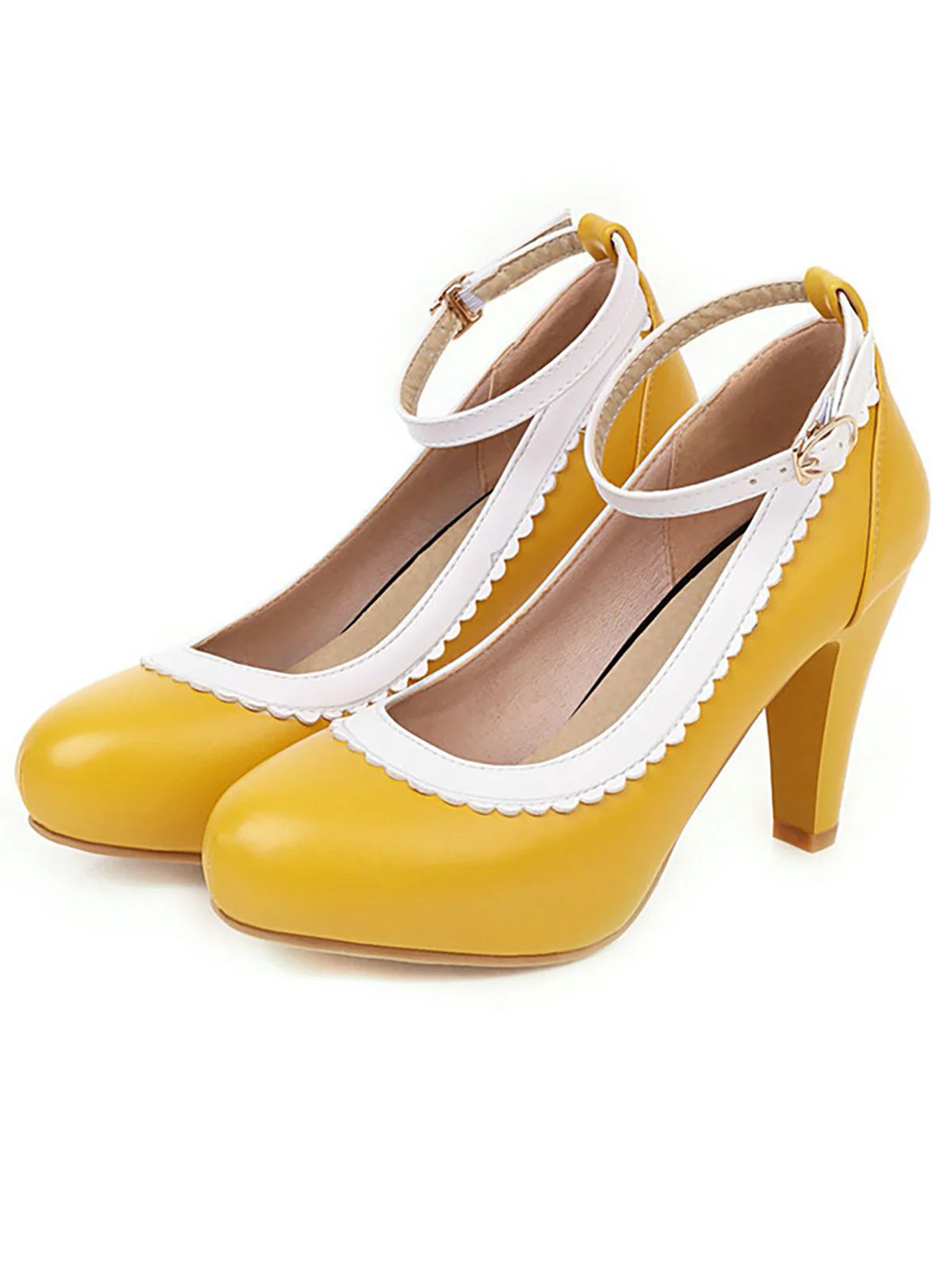 Aprikose VINTAGE ROUND HOHE ABSATZ SCHUHE - Image 17